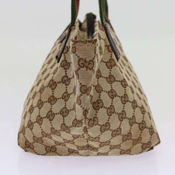 GUCCI GG Canvas Web Sherry Line Hand Bag Beige Red Green 131228 Auth 69952 - Picture 3 of 16
